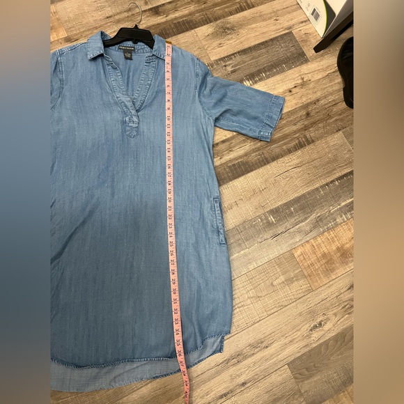 Chelsea & Theodore lightweight denim shirt dress with pockets sz L EUC - Picture 8 of 10